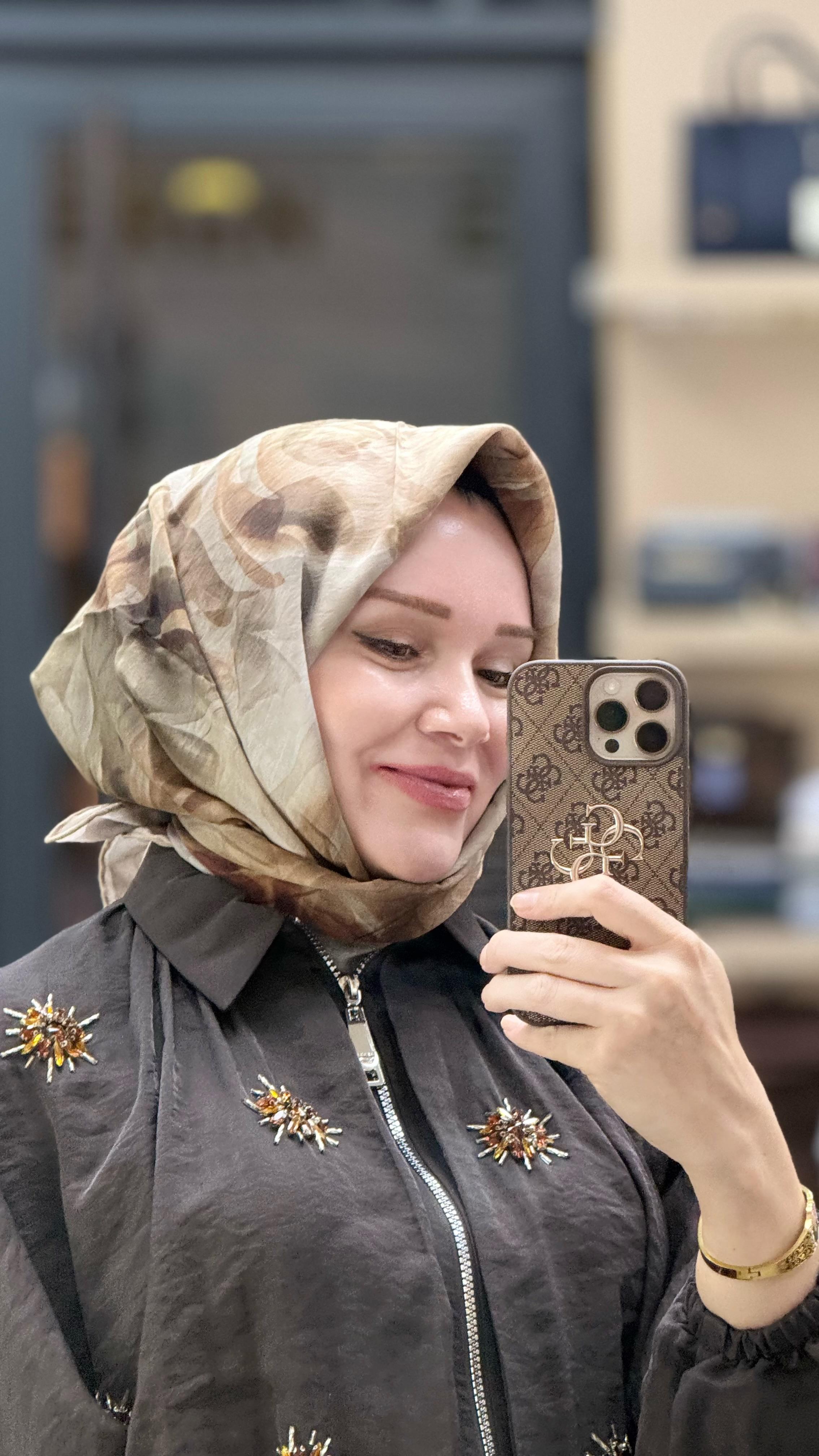 NATUREL DESENLİ EŞARP (ELYAF)
